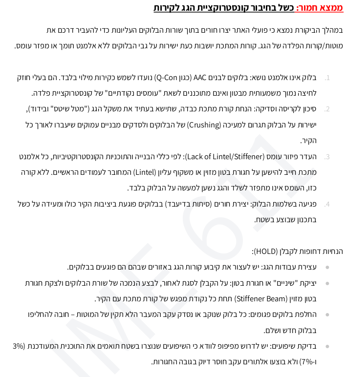 דוח ביקורת ממצא גג